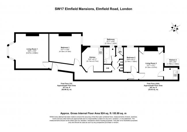 Flat 33, Elmfield Mansions, Elmfield Road, London SW17 8AA
 3