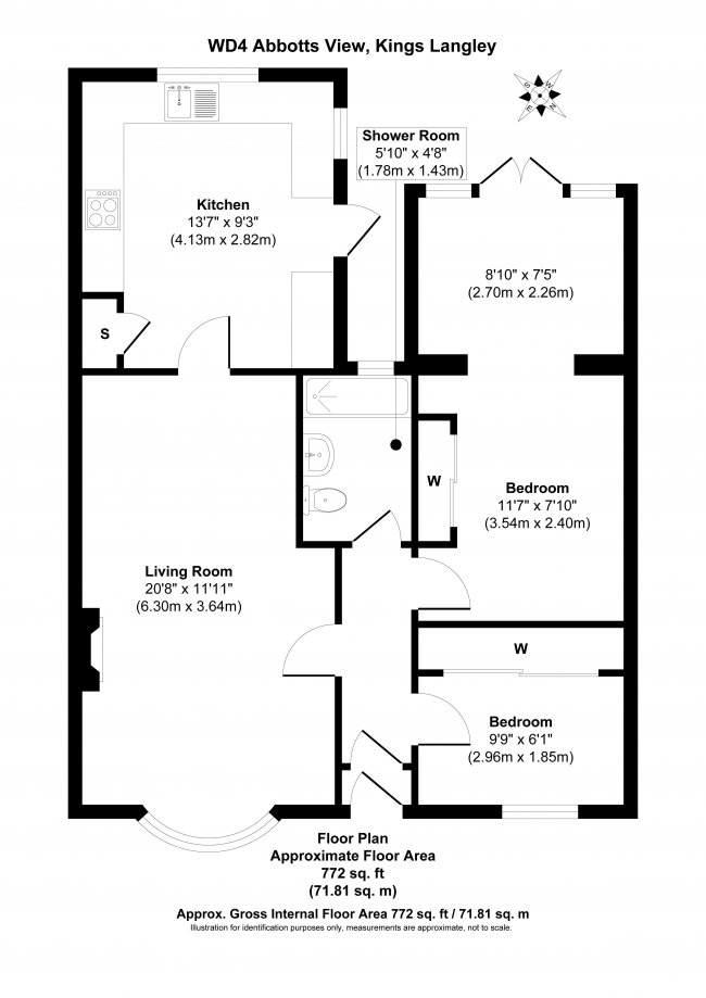 42 Abbots View, Kings Langley, Hertfordshire, WD4 8AW
 1